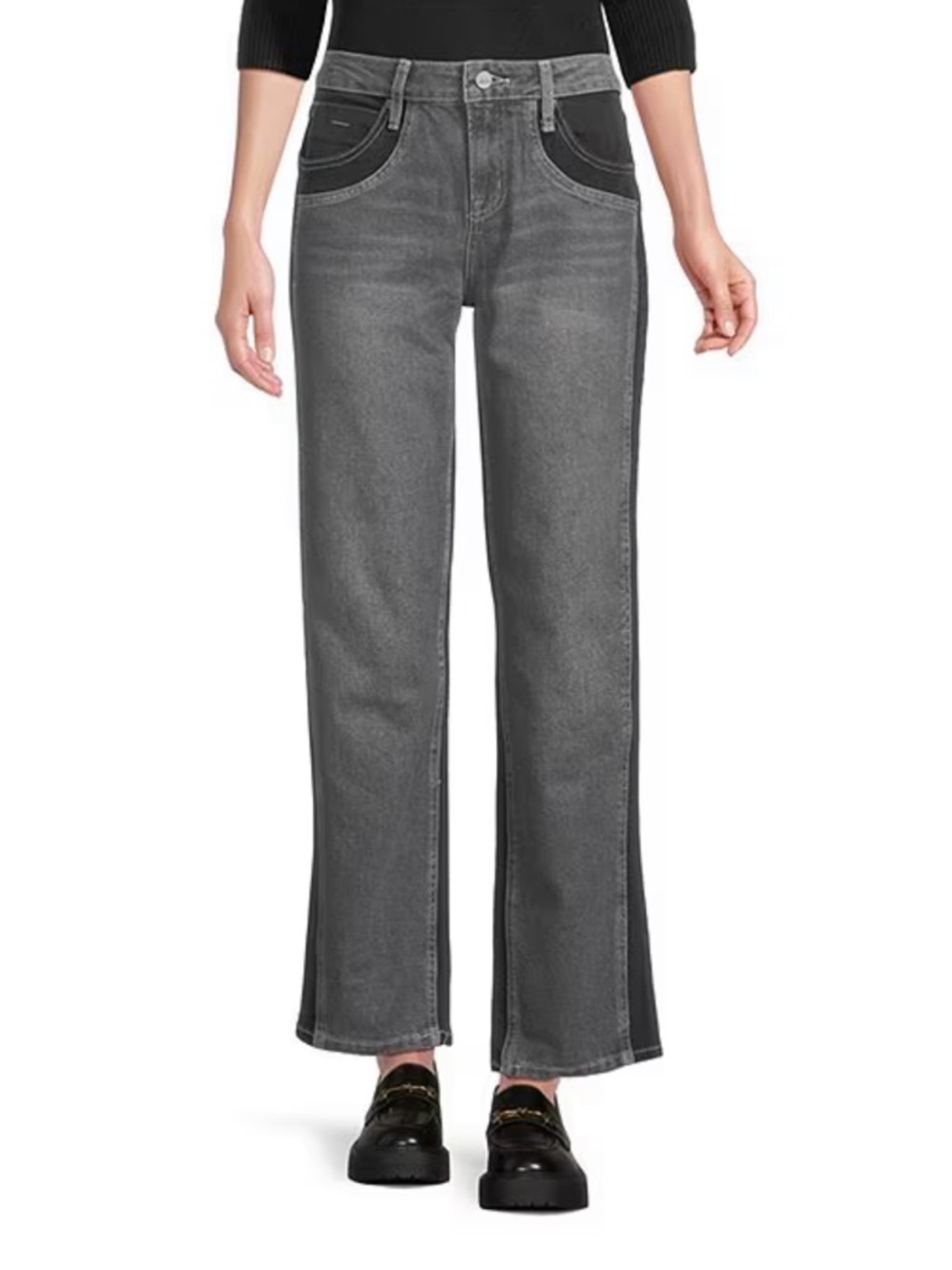 Women’s Two-Tone Gray & Black Straight Leg Jeans